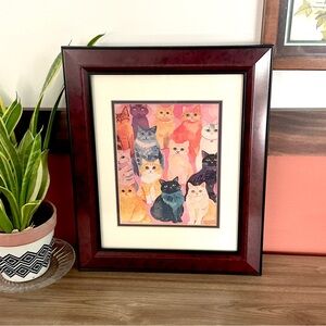 Colorful Cat Breeds Canvas Art Print Framed & Matted Wall Hang Art Kitties Moody